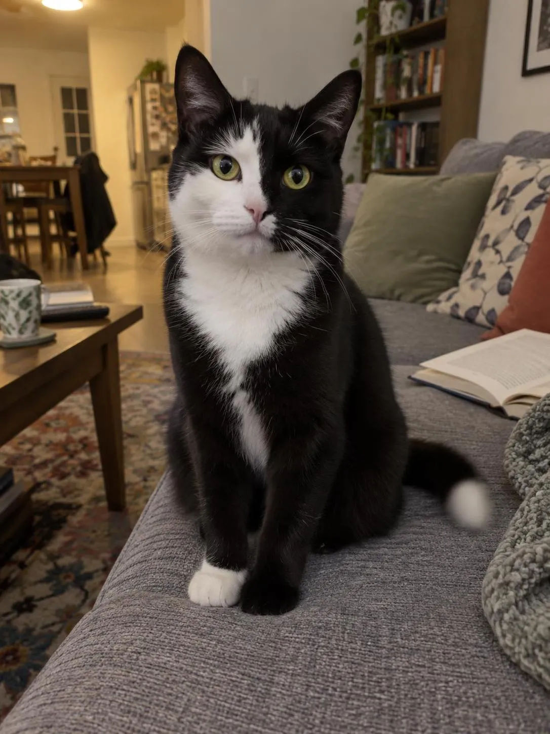 Synthetic tuxedo cat phone-style sample pet photo