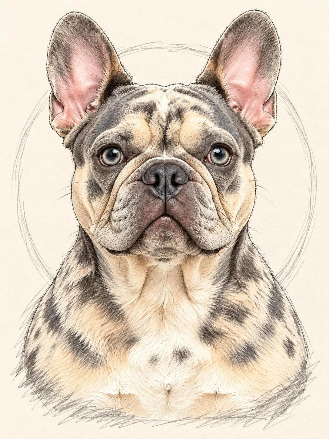 Mola rendered in Glamour concept sheet pet portrait; AI-made synthetic demonstration.